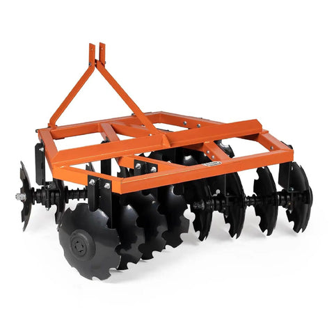 5ft Notched Disc Harrow Attachment For Cat 1 Tractors, 3 Point Implement With Concave Discs For Tilling, Loosening, and Lifting Soil