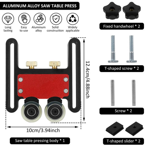 Table Saw Push Block With Bearing Stock Roller Aluminum Alloy Wheel System and Polyurethane Wheels with Parts Display