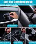 Go To Car Interior Detailing Kit Pro Grade 10 Piece Set With Soft Interior Brush Black Crevice Brush Green Crevice Brushes And Precision Scrapers For Hard To Reach Cavities And Dashboards, soft brush on car display and seat crevices