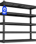 48 Inch Wide Heavy Duty Garage Shelving 5 Tier Storage Rack With Double Column Design For Maximum Stability And 3030 Lbs Load Capacity black steel