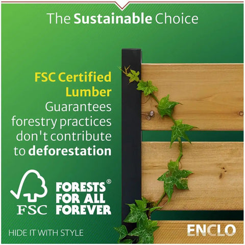 FSC Certified 5ft Tall Cedar Wood Privacy Screen No Dig Install Outdoor Fence Panel with green vine