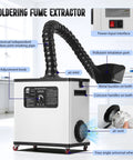 210W Solder Fume Extractor For DIY Soldering With 4 Stage Filtration And 212 CFM Beefed Up Suction Quiet 50dB Smoke Absorber