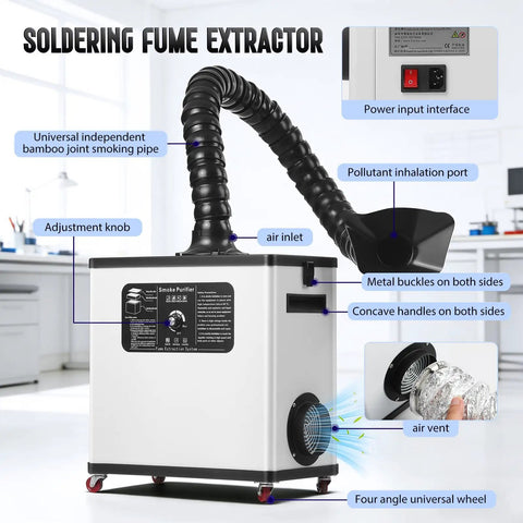 210W Solder Fume Extractor For DIY Soldering With 4 Stage Filtration And 212 CFM Beefed Up Suction Quiet 50dB Smoke Absorber