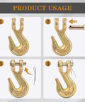 Heavy Duty 1/4 Inch Chain Hooks Set With 3600 Lbs Working Load G70 Clevis Grab Hooks For Trailer Tow Truck Marine Use Yellow Chromate Finish 4 Pack setup guide
