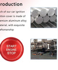 Production process for Audi Push Start Button Cover, showcasing aluminum material and red finish, fitting Audi 2009-2021 models.