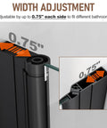 Width adjustment feature for Slick Matte Black Frameless Pivot Shower Door Featuring Thick Clear Tempered Glass and Smooth Reversible Swing Action.