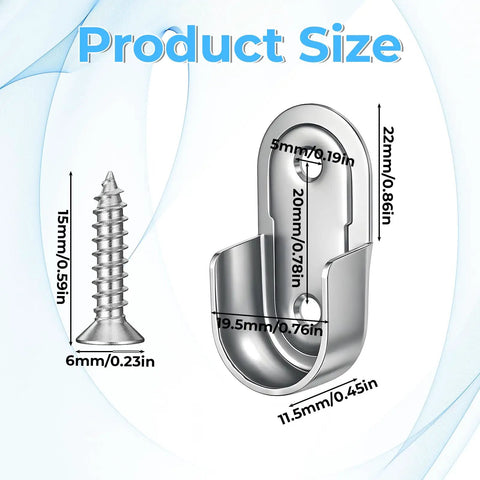 12 Pack Oval Closet Rod End Supports Heavy Duty Wardrobe Bracket Holders with 24 Screws product dimensions showcase