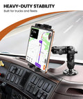 Heavy Duty Drill Base Tablet Mount Built Like A Tank Truck Dashboard Holder permanent screw down bracket mounted on dashboard.