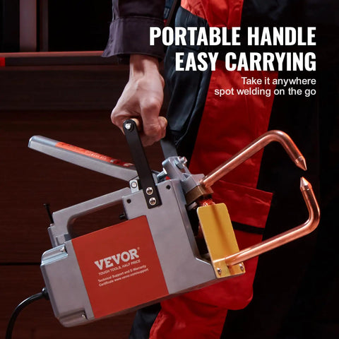 Person holding Portable 1/8 Inch Spot Welder With 1.5KVA Input Capacity, Handheld Welding Gun For Steel Sheet Metal