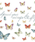 Lisa Audit Butterfly Quote Peel And Stick Wall Decals Set Multicolor 28 Piece Collection featuring butterflies and 'Spread your wings & fly' text.