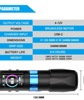 Specifications of Grand G5 Wireless Tattoo Pen Machine, Brushless 4.2mm Stroke Cordless Tattoo Gun For Artists, size and weight details