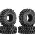Four King Trekker 1.9 Inch S5 All Terrain Tires For One Tenth Scale Crawlers displayed stacked, showcasing tread pattern and size 118x42mm.