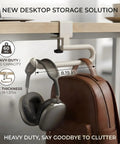 Heavy Duty Clamp On Desk Hook For Bags And Backpacks With Anti Slip Grip Extended Clearance Bag Holder with headphones and bag