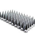 Chrome ABS Axle Cover Kit for 10 Hole Wheels 11 1/4 Inch Bolt Circle Universal Fit Includes Front and Rear Covers 60 Nut Covers 33mm Thread On Flange Nuts and Removable Spiked Center Cap for a Street Ready Look spiked nut covers