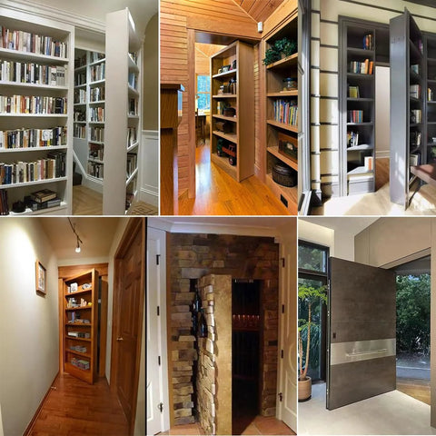 Hidden Pivot Hinges For Secret Doors And Bookcases, Heavy Duty Wood Door Hardware, Supports Up To 880 Lb, 360 Degree Rotation
