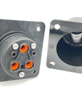 SAE J1772 Type 1 EV Charging Socket Inlet for Level 1 and Level 2 Chargers, rugged black design, ideal for electric cruisers.