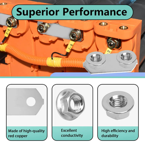Nickel Plated Copper bus bar connection kit showcasing high-quality fasteners for 30 Sets Hybrid Battery Repair Kit With Nickel Plated Copper Bus Bars And Stainless Steel Nuts No Sweat Swap For Toyota Prius Gen 2 3 V And Lexus Ct200h Road Ready Upgrade.