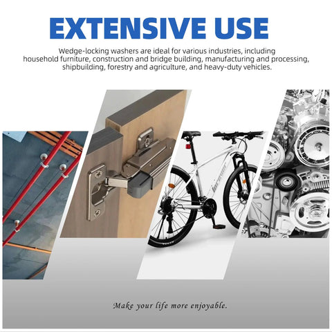 Glarks 160pc M3–M16 stainless steel double-side wedge lock washers (304 SS) for vibration-proof fastening