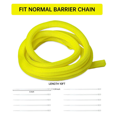 10 Ft High Visibility Chain Cover Kit In Bright Yellow For Indoor And Outdoor Barriers DIY Nylon Sleeving With Adjustable Cable Ties