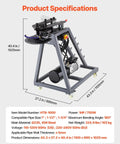 Beast Electric Tube Bender For Home Garage 750W Pipe Bending Machine with steel frame and hydraulic cylinder, front view.