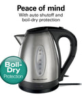 Electric Tea Kettle 1.7 Liter Cordless Boiler With 1500 Watts For Fast Boiling Auto Shutoff And Boil Dry Protection Stainless Steel