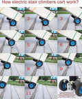This Electric Stair Climbing Hand Truck Is Totally Awesome With A Wicked 400kg Load Capacity And Removable Battery So You Can Haul Heavy Gear Up Stairs Like A Total Champ No Sweat, showing step-by-step usage.