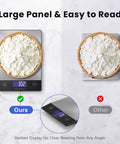 Digital Kitchen Scale 33lb Capacity with large panel showing flour measurement, featuring a slanted display for easy reading.