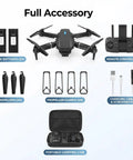Full accessory set for 1080P HD Camera Foldable Mini Drone For Adults With FPV, One Key Take Off, Gesture Selfie, and Altitude Hold