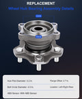 Rear Wheel Bearing Hub Assembly Set Of Two For Nissan Altima Maxima Quest 2002 2009 5 Lug 4 Wheel ABS Left Or Right Beefed Up Replacement Hub Kit Direct Fit Durable Steel Sealed Bearings Quiet Operation And Long Lasting Performance with dimensions and details