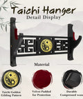 Taichi Sword Wall Mount With Velvet Padding Katana Holder Display Hanger for Lightsabers, black wood with gold gilding pattern