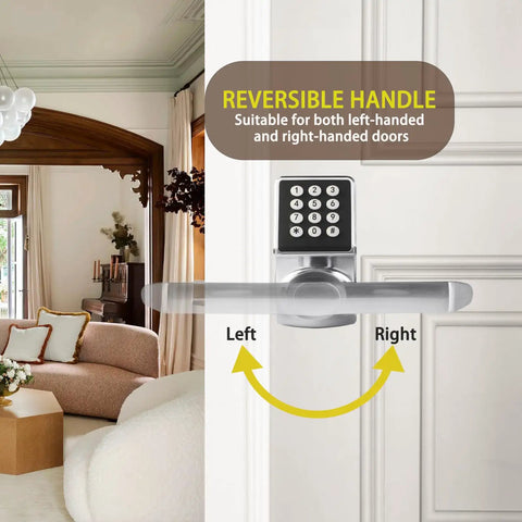 Slick Keyless Entry Door Lock With Handle Offering Hassle Free Digital Keypad And Ic Card Access For Fast Home Or Apartment Use Super Easy Install In Solid Satin Nickel Finish