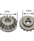 Beefy Two Pack Bevel Gear Replacement For Table Saws 5140061-65 showing pair of metal gears with size dimensions