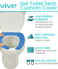 Gel Toilet Seat Cushion Pad With Raised Padded Riser For Elongated And Standard Toilet Seats And Commode Chairs 0.6 Inch Thick Gel Pad