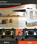 Heavy Duty Handheld Steam Cleaner Featuring Lightning Fast 15 Second Instant Heat And Muscle Packed 1200 Watt Motor, Generous 400 Ml Water Tank used for cleaning before and after on kitchen surfaces.