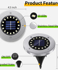 Lit 16 LED Solar Ground Lights Outdoor Warm White Disk Lights with stainless steel shell and upgraded stake dimensions