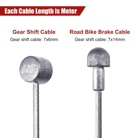 4 Pack Bike Brake Cable Kit For Mountain And Road Bikes, Universal Inner Cables with 7x6mm and 7x14mm ends