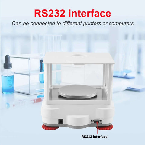 Analytical Balance 100g x 0.001g Precision Lab Scale With RS232 LCD Display Windshield External Calibration Level Bubble