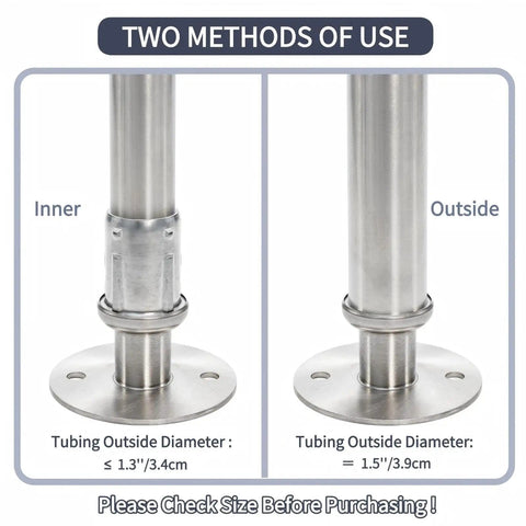 Mezchi Four Pack Adjustable Stainless Steel Flanged Feet For Three And A Half Inch Diameter Round Base Leveling Furniture Legs Beefy Heavy Duty 1500 Pound Capacity Cabinets Closet Rod Flange Holder For One And Five Eighth Inch Tubing