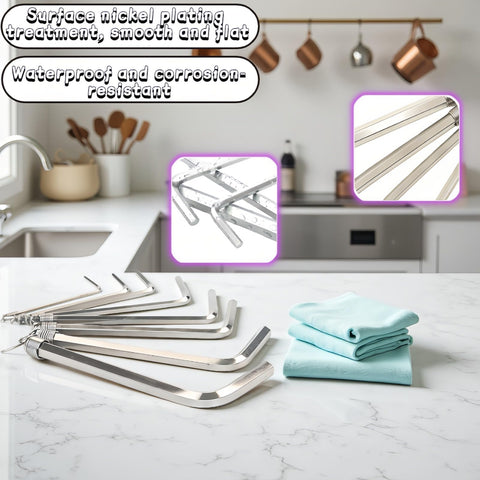 Pro 8-Piece Metric Hex Key Set With L-Shaped Allen Wrenches and Key Ring, displayed on kitchen counter.