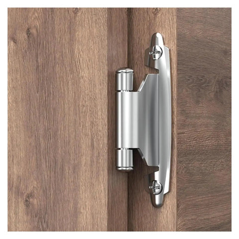 3/8 Inch Inset Cabinet Hinges, Self-Closing Flush Face Mount with Door Bumper on wooden cabinet