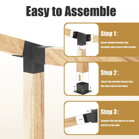 Heavy Duty 15 Degree Slanted Roof Wall Mount Pergola Bracket Kit For 4x4 Beams Actual 3.5x3.5 Inches Durable All Weather DIY Post Base For Gazebos And Pergolas Easy Install Built Tough For Long Lasting Outdoor Use With Easy Mounting Hardware Included