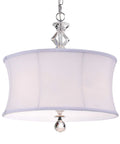 Chrome And Crystal 16 Inch Pendant Light With White Linen Shade for Dining Room and Living Room Dope Modern Glam Ceiling Fixture ETL Listed