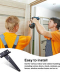 Two men installing door using 6 Pack 4 Inch Rustproof Stainless Steel T Shape Door Hinges In Black Finish For Windows Fences And Barn Doors Durable