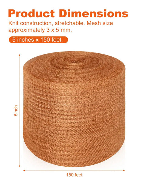 5 Inch Copper Mesh Roll For Pest Proofing Heavy Duty Wire Screen For DIY Garden Vents Weep Holes And Gaps Rustproof Easy Cut