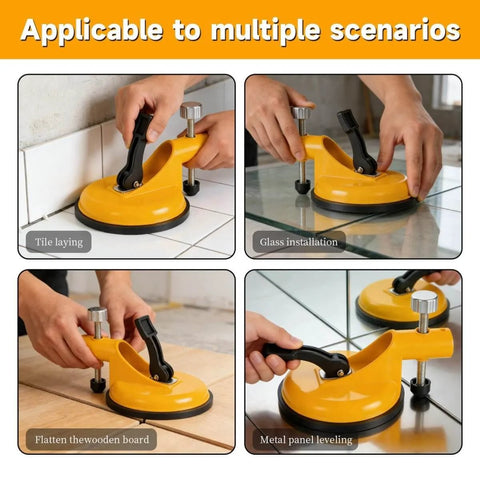 Adjustable Vacuum Suction Seam Clamp For Floor Gap Fixing And Tile Alignment, Pro Grade Heavy Duty Rubber Cups tool in use
