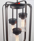 Augustine Inspired 21-Inch Modern 3-Light Ceiling Pendant Chandelier With Free-Swinging Arms And Clear Cylinder Glass Shades