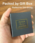 Hand holding stylish black gift box for 18k Gold Large V Shaped Dangle Earrings For Women, perfect for gifting.