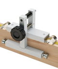 Broset Precision Stop Block W1109 attached to wooden fence for crosscuts on miter saws with magnified hairline cursor.
