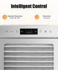 Heavy Hitter 18 Tray Food Dehydrator Machine Featuring No Sweat Touch Controls, showing adjustable temperature and timer controls.