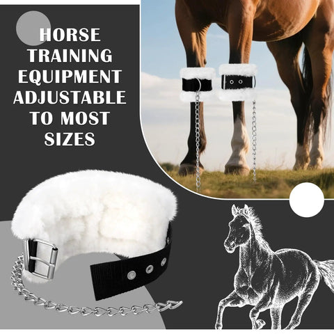 4 Pack Fleece Lined Horse Kickin And Pawing Training Chains with adjustable stainless steel chains and nylon outer webbing